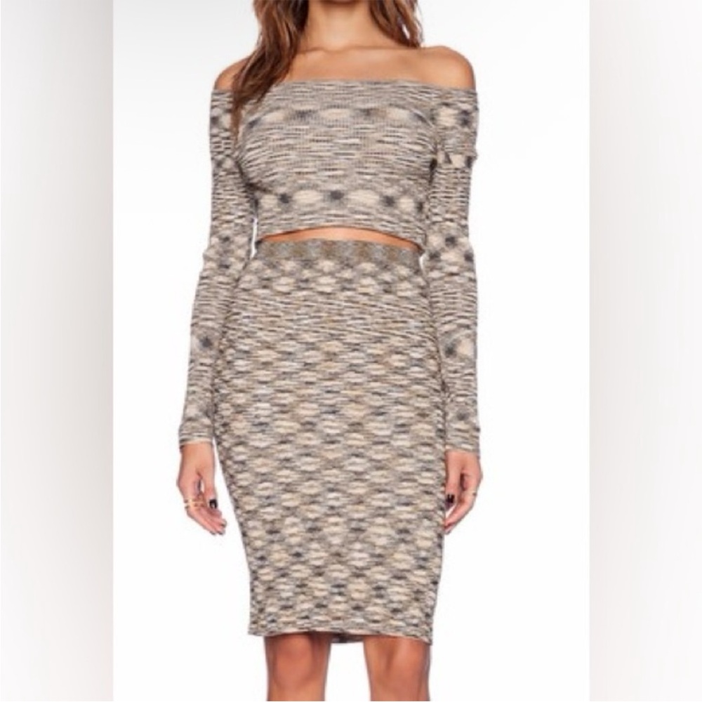 Free People Ribbed Knit Mutual Feelings Pattern Skirt